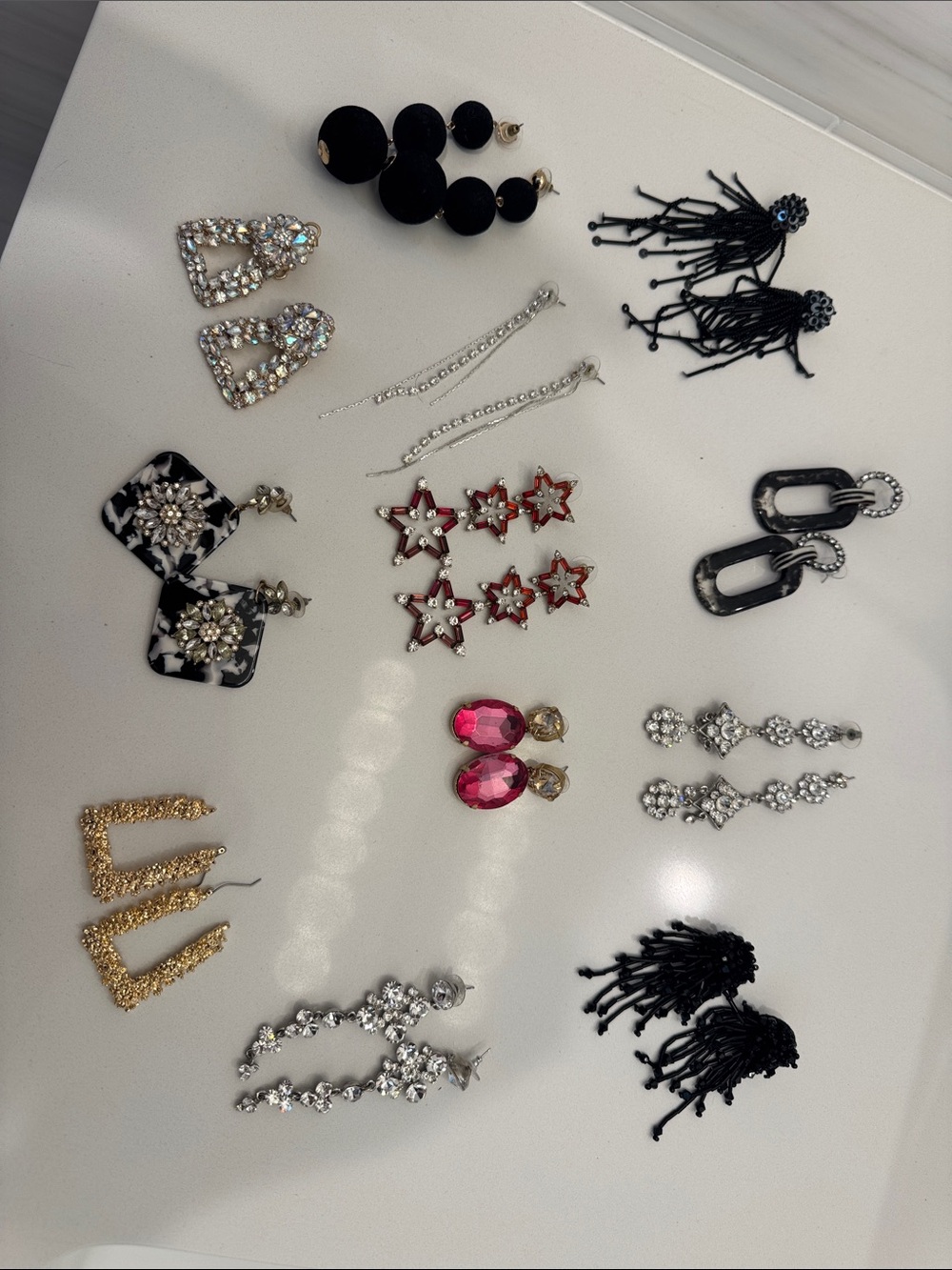 Assorted Women's Fashion Earrings - Black, Gold, Pink, Silver